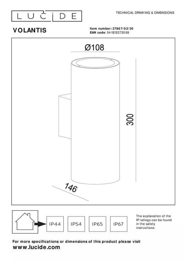 Ulkoseinävalaisin musta 2x E27 40W VOLANTIS Lucide