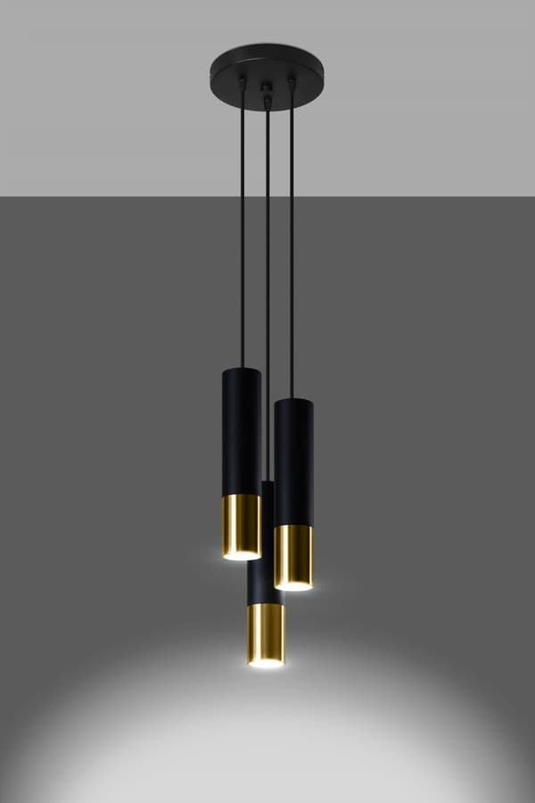 Lysekrone LOOPEZ 3P sort/guld fra Sollux Lighting model SL.0955