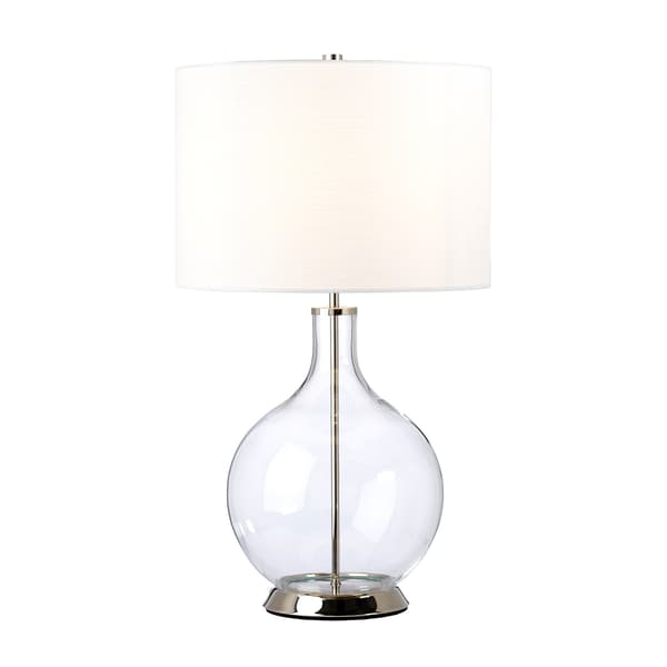Bordlampe glas krom med hvid skærm Orb E27 60W Elstead