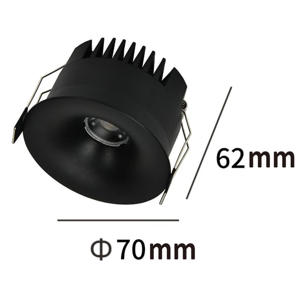 Indbygningsloftspot sort rund Ø7cm LED 7W variabel farve ZYRA Light Prestige