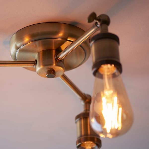 Industriel loftlampe justerbar antik messing 3xE27 10W HAL Endon