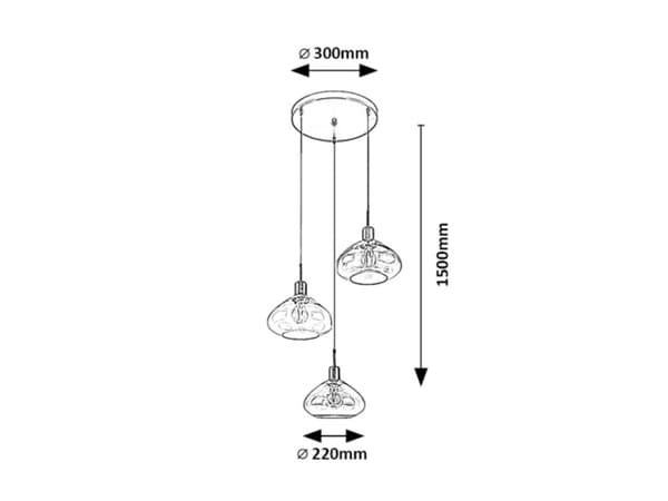 Dvora Rabalux E27 3x40W pendel, mat sort 72023