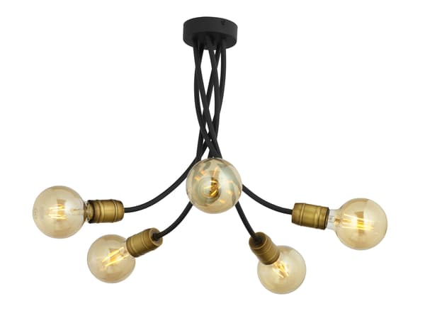 Industriel loftlampe sort-guld 5xE27 15W LUCE PAT. Jupiter