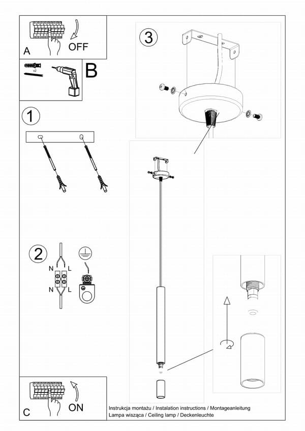WEZYR 1 sort pendellampe Sollux Lighting model SL.0960