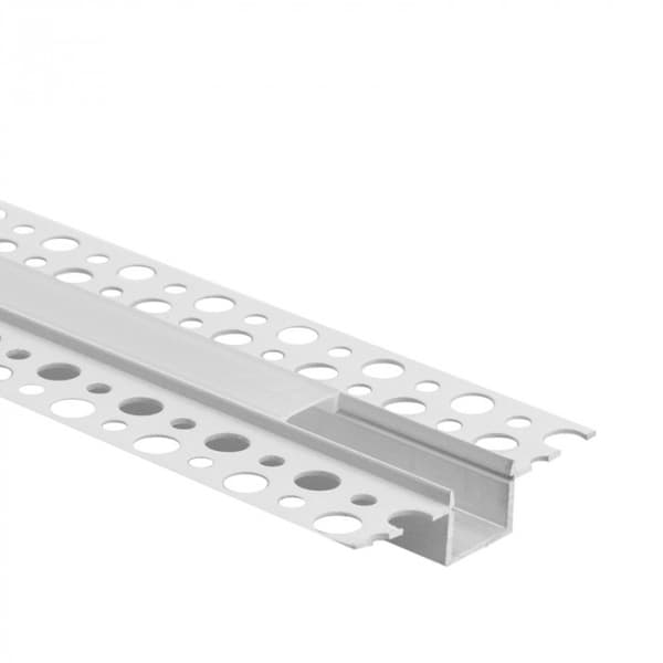 Set med 10x LED-listprofil GP02 infälld vit + frostat lock 2m Ecolight