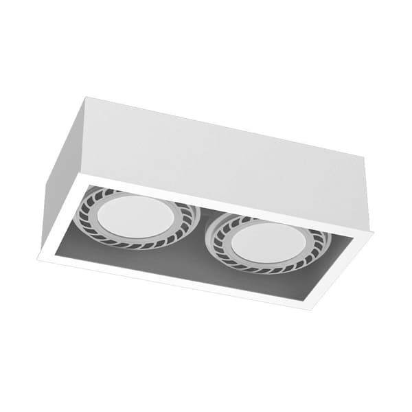 Infälld takspotlight vit rektangulär 2xGU10 18W CAGE 1274 Brosline