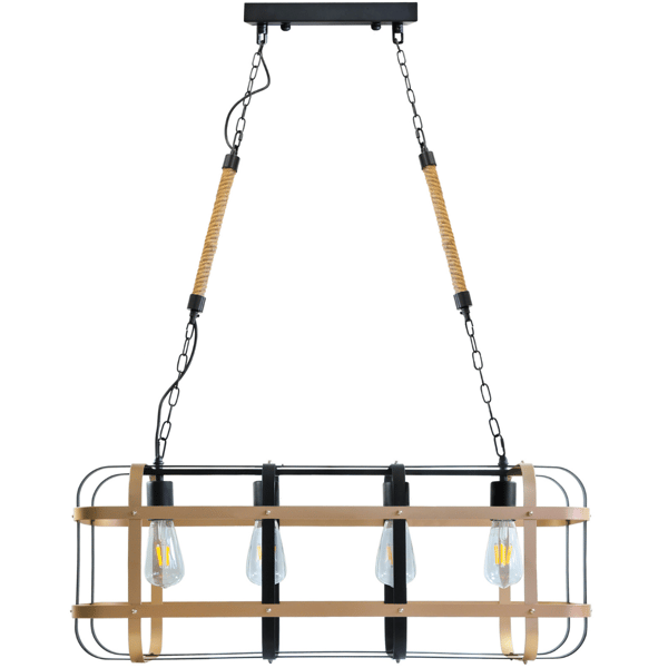 Pendellampe sort-guld E27x4 BUR 312488 Polux