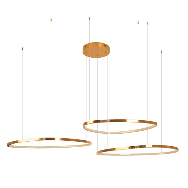 Moderne kobberbørstet pendellampe 3 LED-ringe 130W CAYENNE Maxlight
