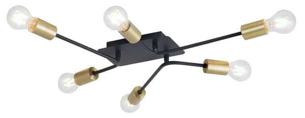 Industriel loftlampe E27 6x15W sort 2103 Lanny Rabalux