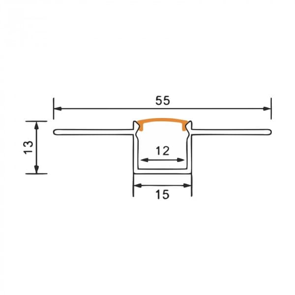 Set med 10x LED-profil GP-01 infälld vit + frostat lock 1m Ecolight