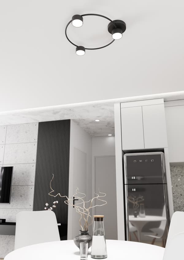 Loftlampe minimalistisk sort ring 3xGX53 12W LUCIO Emibig