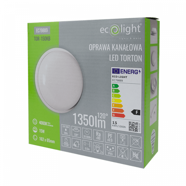 LED-loftlampe rund IP65 alsidig LED 15W Torton EC79889 Ecolight