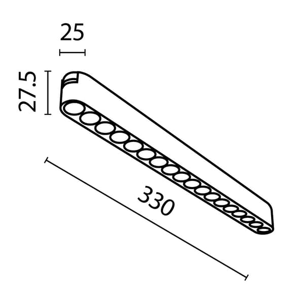 1-faset skinnespot sort lineær LED 16W 4000K POINTS Maytoni Technical