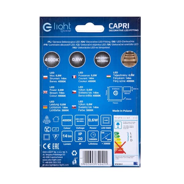 Trappelampe 1x0.06W LED CAPRI EKS0421 Eko-Light