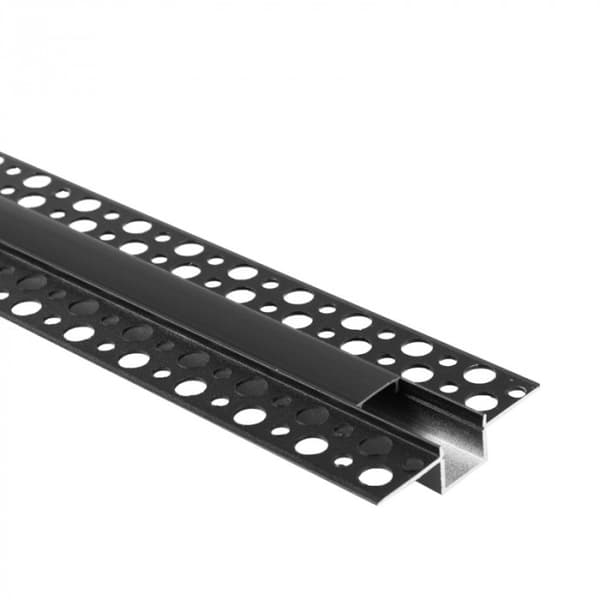 Sæt med 10x LED-profil GP-02 forsænket sort + sort dæksel 2m Ecolight