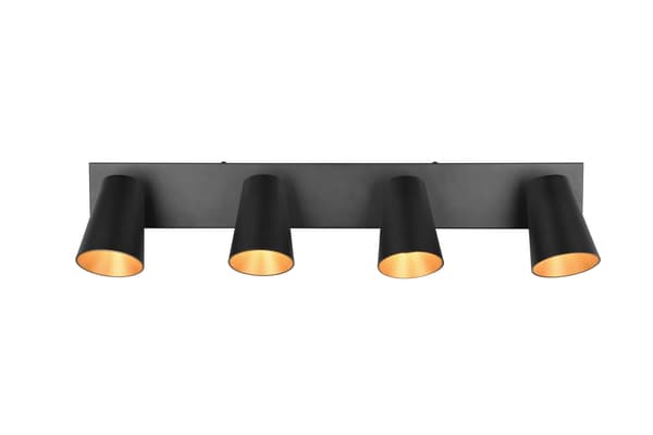 Loftspot minimalistisk sort rektangulær koniske skærme 4xGU10 10W SHARP Trio