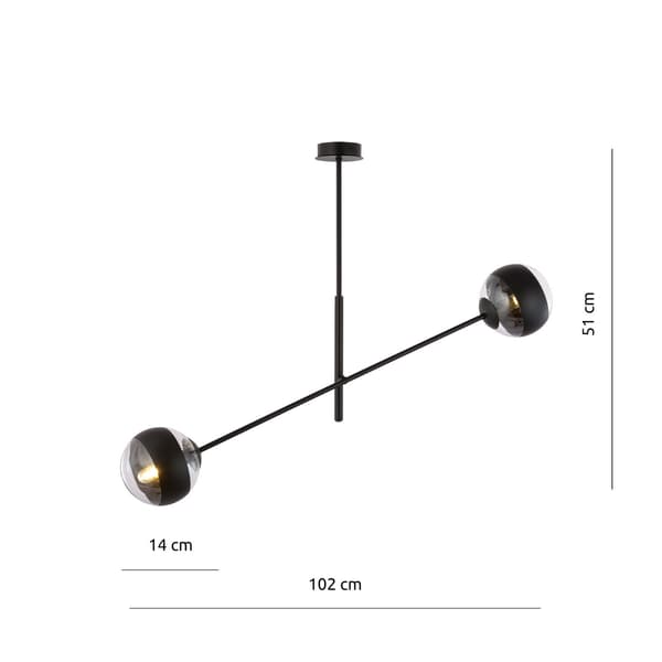 Emibig pendellampe 2xE14 40W LINEAR 2 BLACK/STRIPE 1168/2