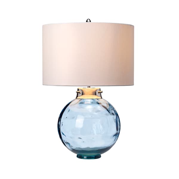 Kara E27 60W Elstead bordlampe i blåt glas med skærm