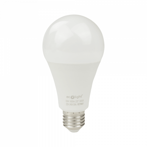 Ecolight välkkymätön LED-pallolamppu E27 18W 3000K 1620lm