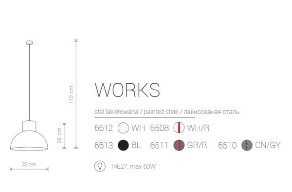 Nowodvorski WORKS riippuvalaisin, musta, teräs 6613