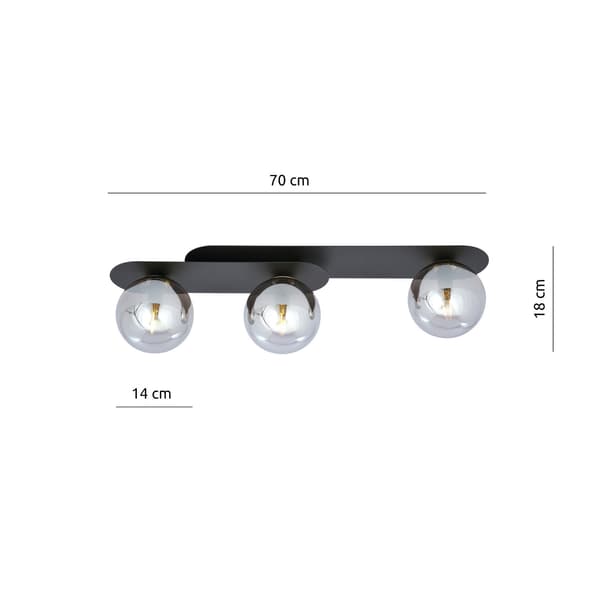 Loftlampe Emibig 3xE14 40W PLAZA 3 SORT/GRAFIT 1119/3