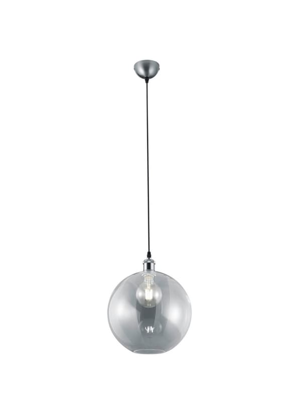 Minimalistisk pendellampe sølv glaskugle 1xE27 28W DINO RL