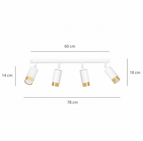 LOFTLAMPE Emibig 4xGU10 30W HIRO 4 WH/GOLD 963/4