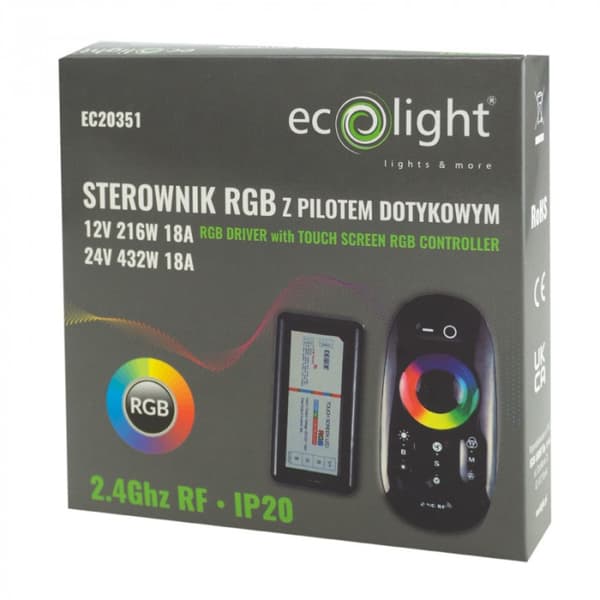 RGB LED strip controller touch 18A 216W RF BLACK Ecolight