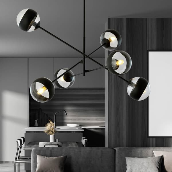 Lysekrone Emibig 6xE14 40W LINEAR 6 BLACK/STRIPE 1168/6