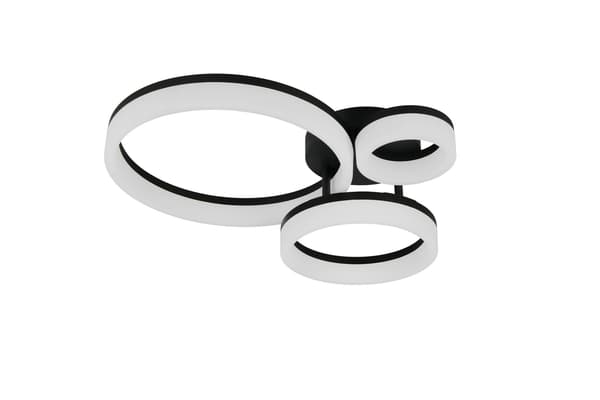 Moderne sort loftlampe med tre LED-lysringe 32W SCOPE RL
