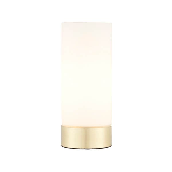 Bordlampe moderne touch USB-A børstet messing glasrør 1xE14 40W DARA Endon