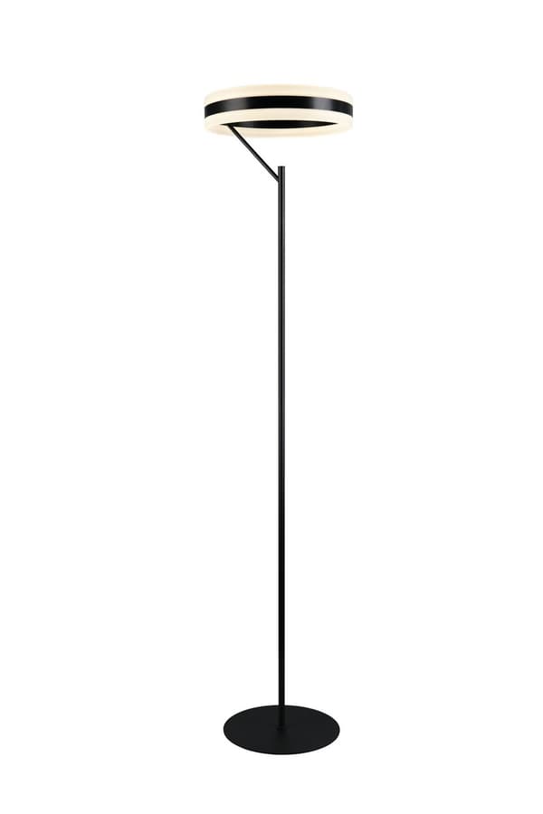 Moderne sort gulvlampe med stor LED lysring 21W DIOS Trio
