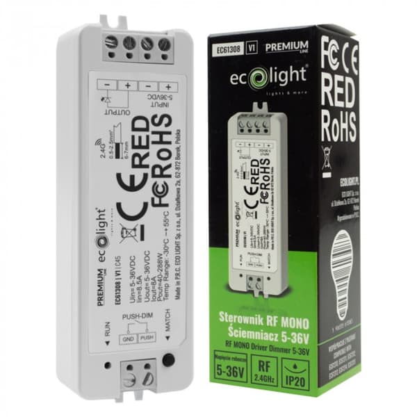 LED-strip controller V1 RF MONO lysdæmper 8A 5-36V Ecolight