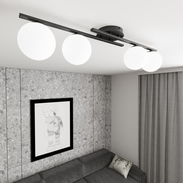 Loft loftlampe sort-hvid kugler 4xE14 10W KAIRO Emibig