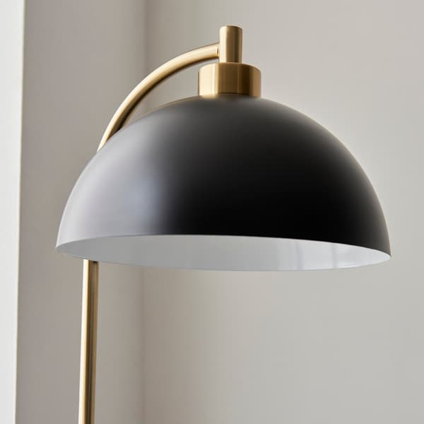 Art deco gulvlampe mat sort marmorbase 1xE27 10W BUCHANAN Endon
