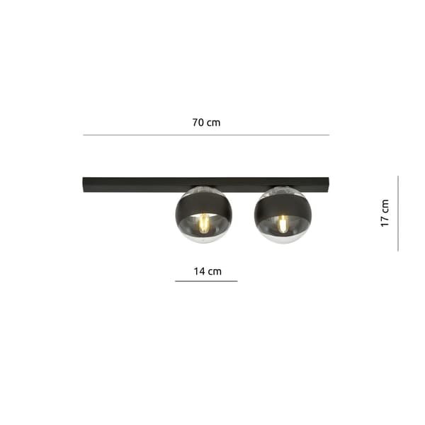 Emibig loftlampe 2xE14 40W FIT 2 SORT/STRIBE 1123/2