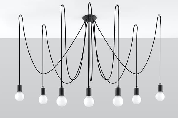 Kattokruunu EDISON 7 Musta Sollux Lighting SL.0372