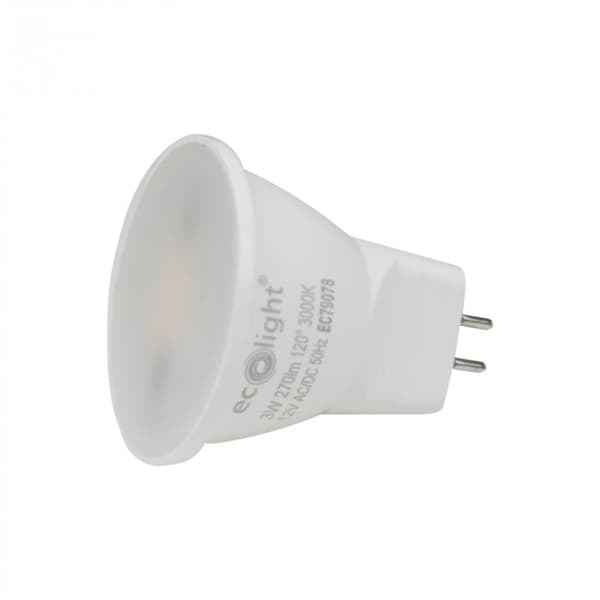 Välkkymätön LED-lamppu MR11 3W 12V 3000K 270lm Ecolight