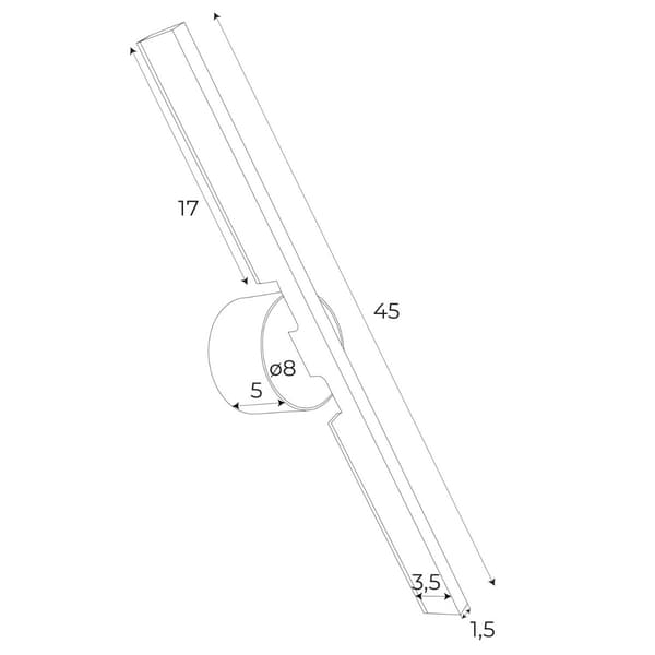Sort aflang væglampe 45 cm MERANO LED 10W W0348 Maxlight