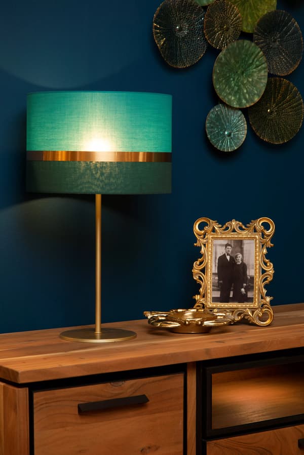 Bordlampe med linnedskærm grøn E27 Extravaganza Lucide