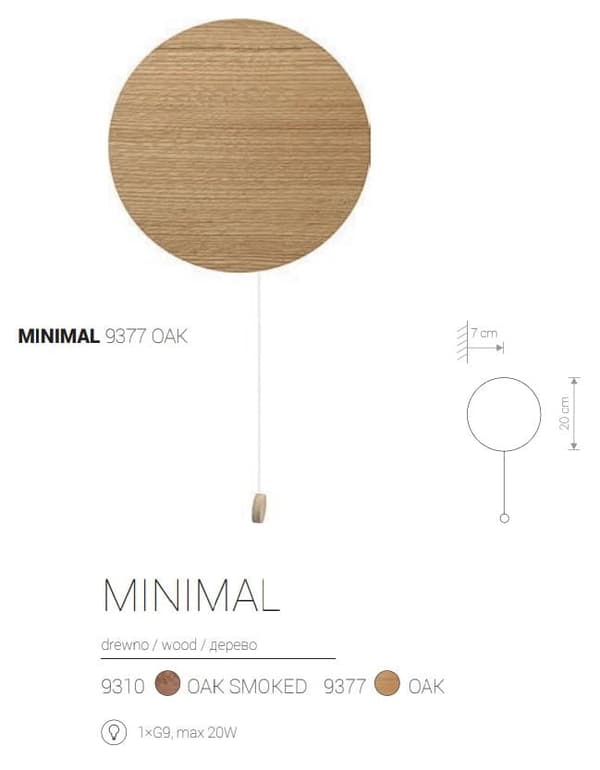 Væglampe LED Nowodvorski MINIMAL træ 9377