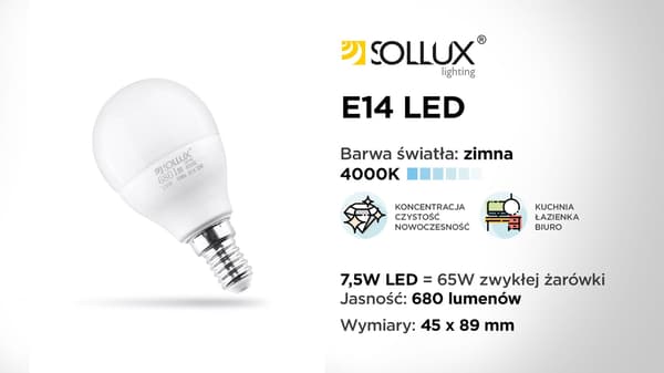LED-pære E14 7,5W neutral Sollux Lighting SL.0971