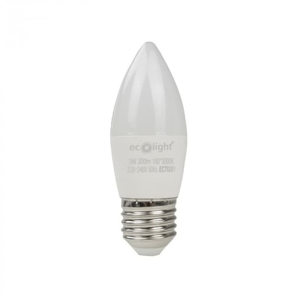 Ecolight välkkymätön LED-kynttilälamppu E27 3W 3000K 270lm