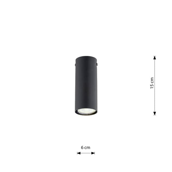Sort loftspot 15 cm rund 1xGU10 8W TECNO Emibig
