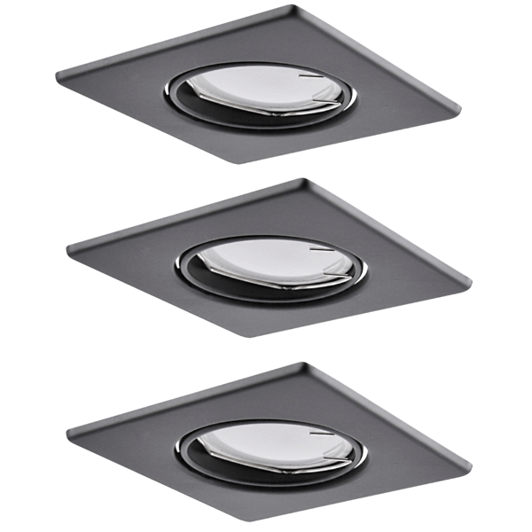 Firkantede sorte LED-armaturer 3-pak OLIN 305879 Polux