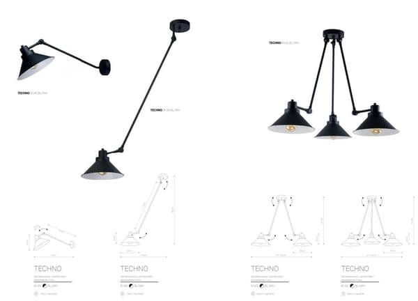 LED væglampe Nowodvorski TECHNO sort, stål 9145