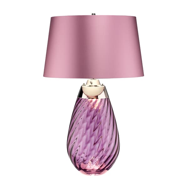 Bordlampe glas lilla med skærm Lena E27 60W Elstead