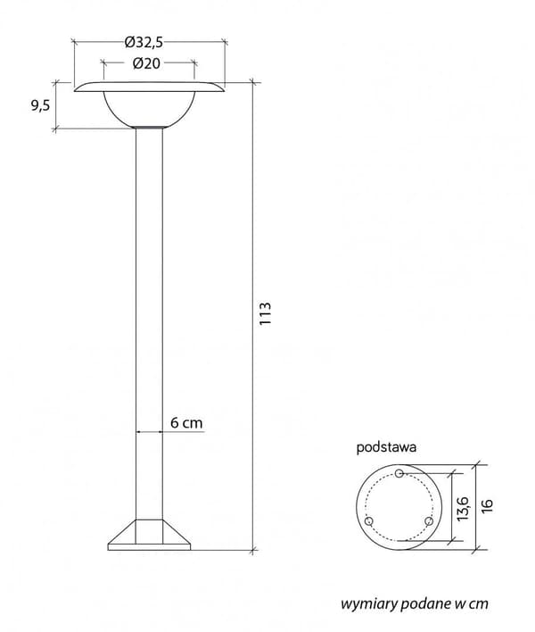 Moderne sort standerlampe til haven, 113 cm, 1xE27 10W FEBE SU-MA