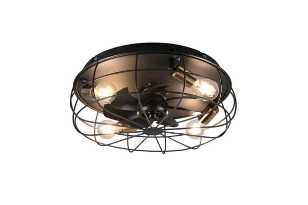 Loftventilator med LED-lampe TRONDHEIM R61095032 sort RL
