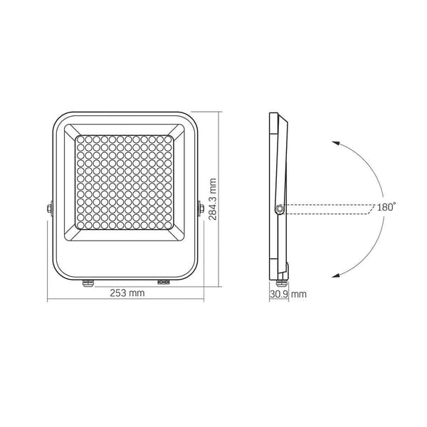 Halogenprojektør 100W neutralt lys 5000K 13000lm IP65 DAVIS Videx